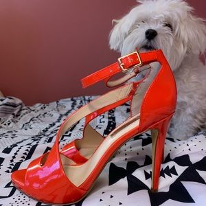 INC Orange Patent Leather High Heels